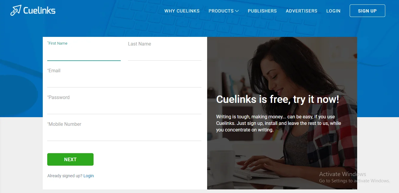 How To create account on Cuelinks