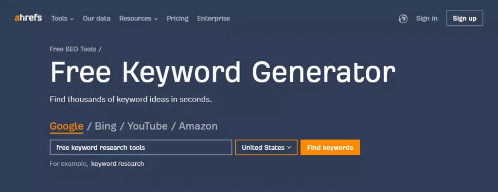 Ahrefs keyword generator